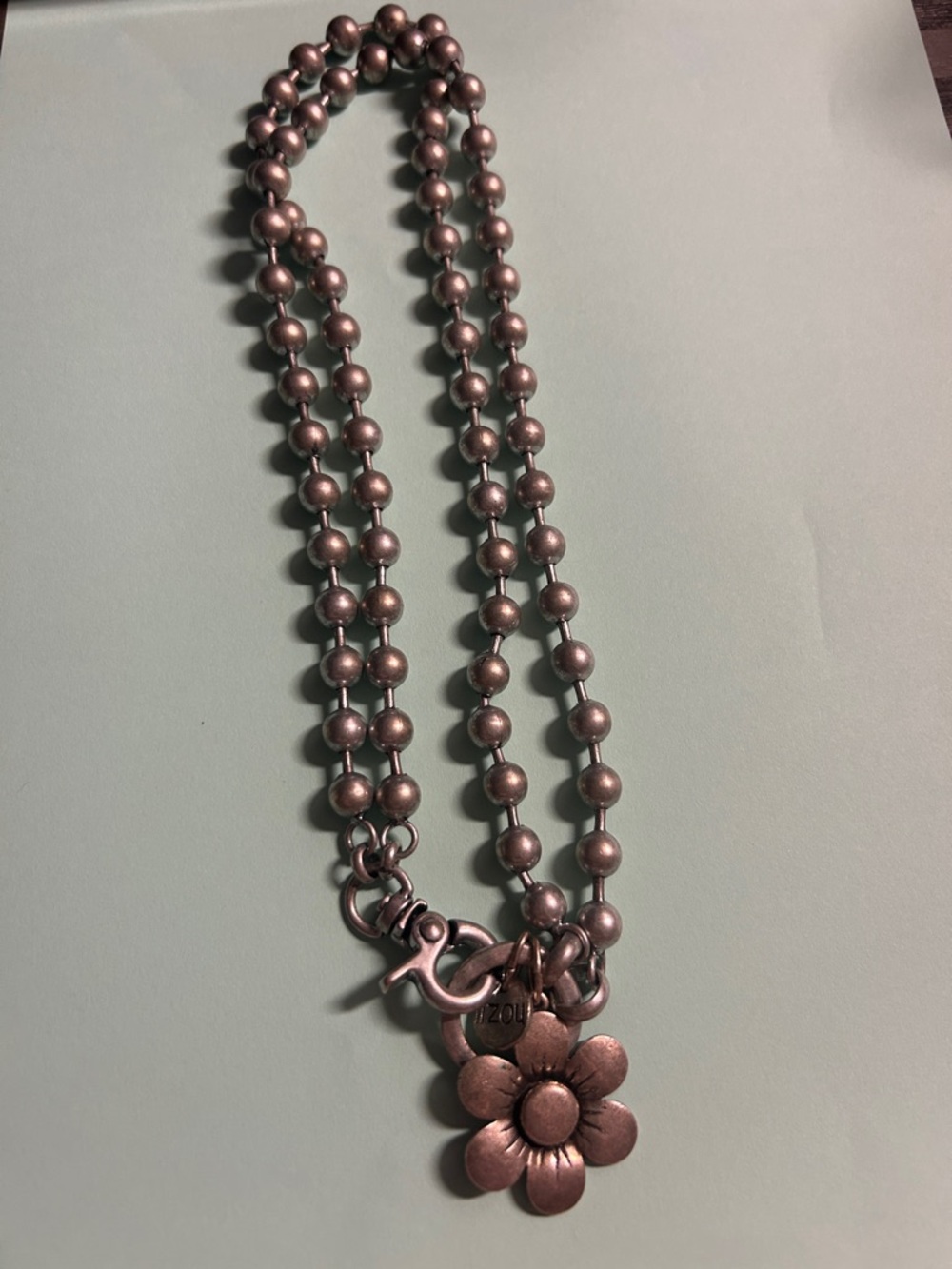 Lizou Simple Daisy Pendant Convertible Antique Silver Chain Necklace